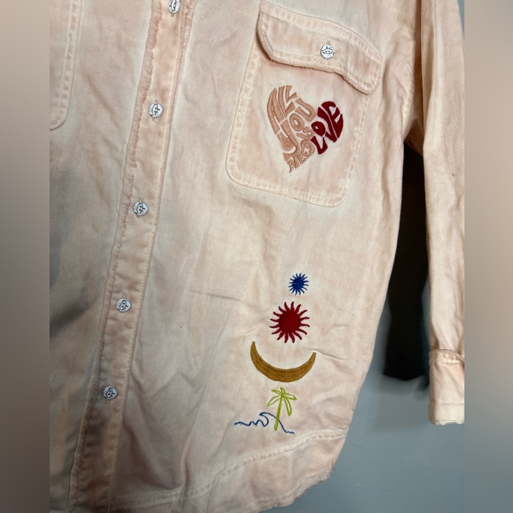 Free People Reef Break embroidered denim shirt jacket in pink - Picture 7 of 11